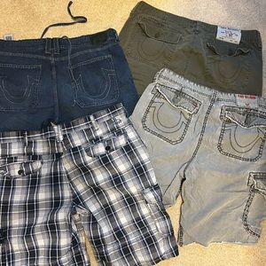 True Religion/Buffalo lot of 4 mens cargo shorts size 36/38.